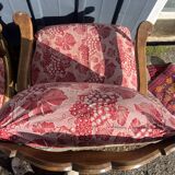 paire de fauteuils rustiques bois et tissu