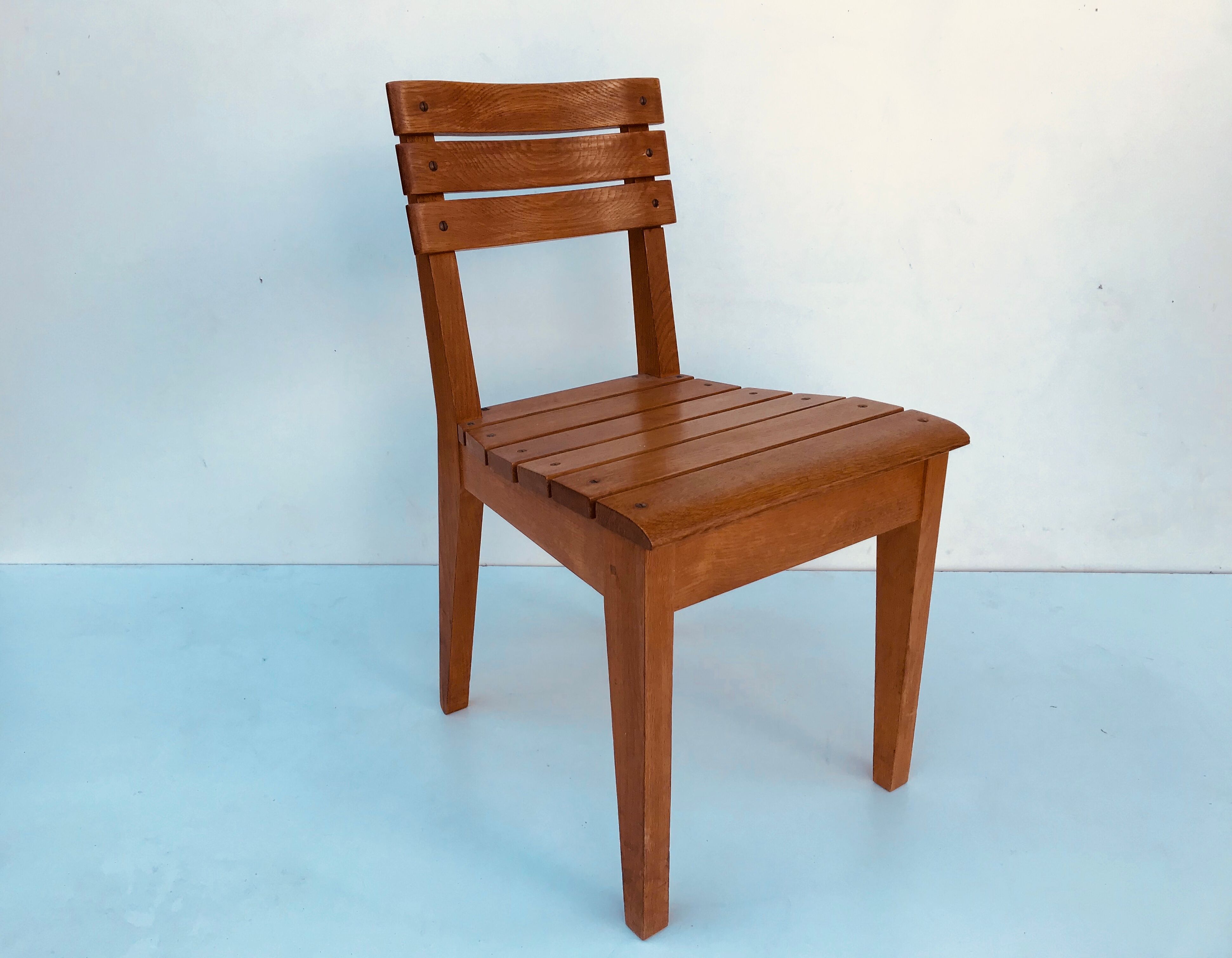 Suite of 6 oak chairs 1960