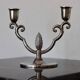 Vintage Pewter Double-Arm Candelabra – Art Nouveau Style Candle Holder