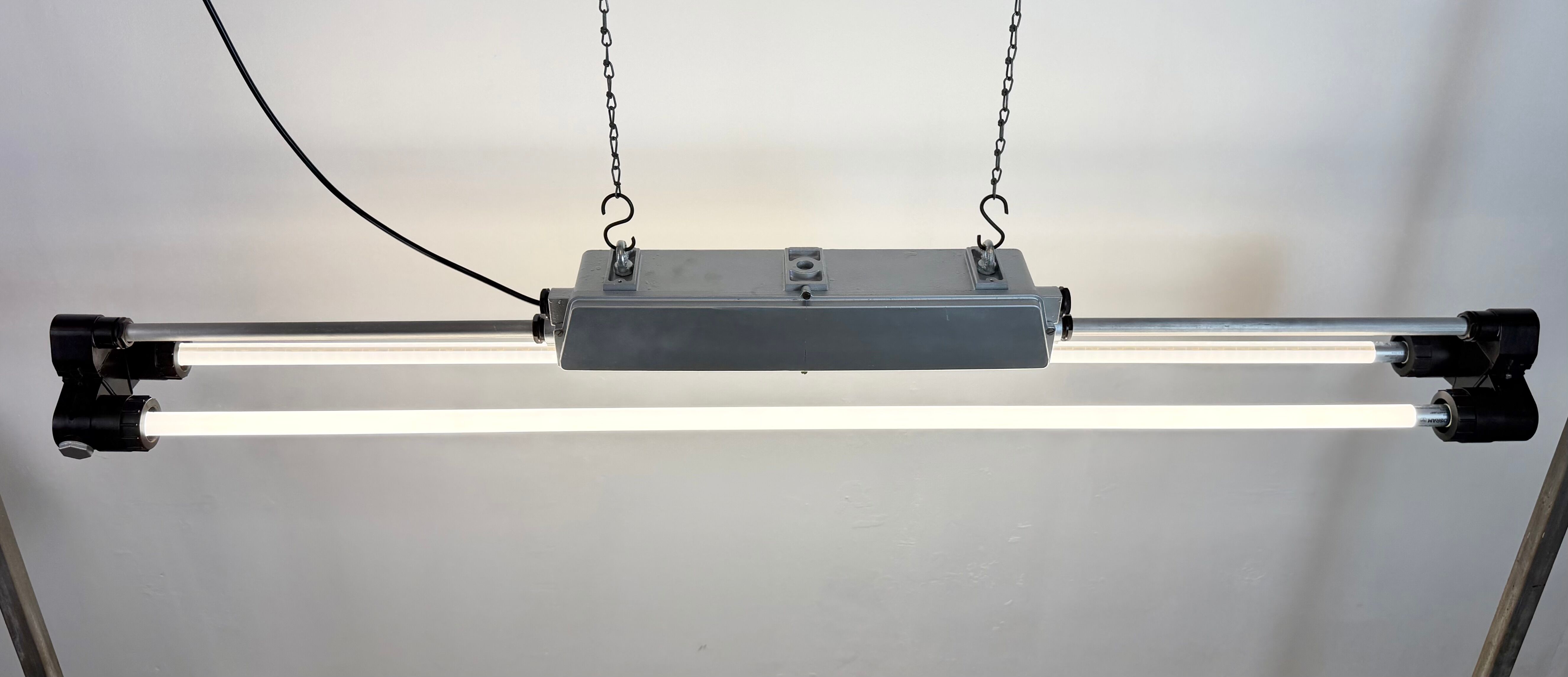 Industrial Silver Tube Light from Elektrosvit, 1970s