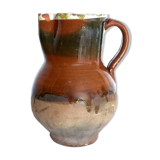 Ancient pitcher Provencal glazed terracotta