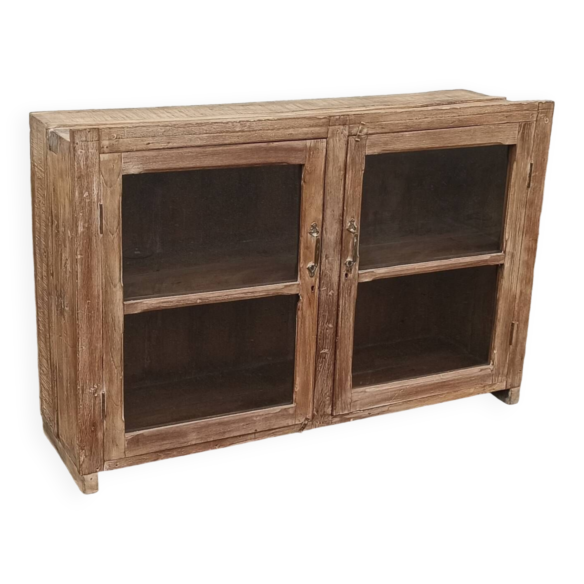 Glass sideboard in antique wood