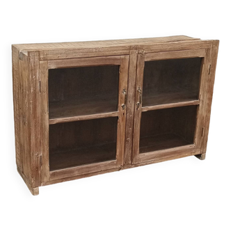 Glass sideboard in antique wood
