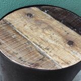 Industrial coffee table in steel and patinated wood