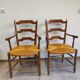 Paire de fauteuils bois paillé neo rustique circa 1950