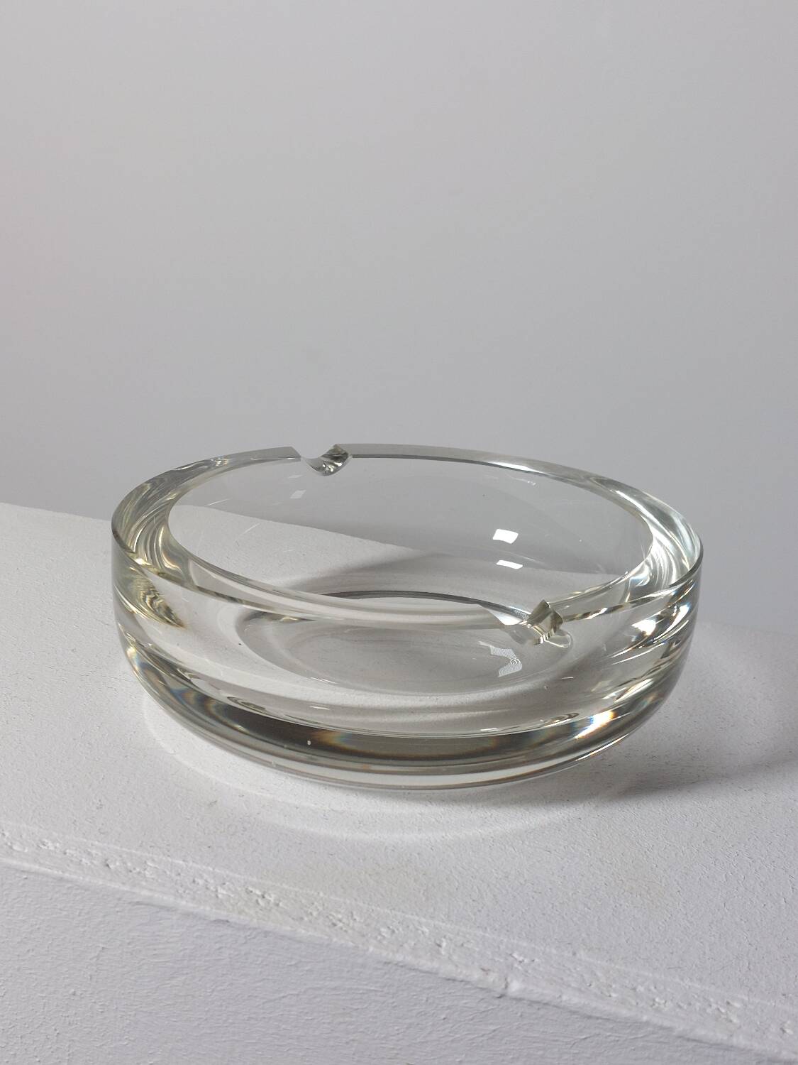 Vintage mid century hand cut crystal glass cigar ashtray