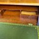 Louis XV solid wood and green leather writing desk secretary, 1950.