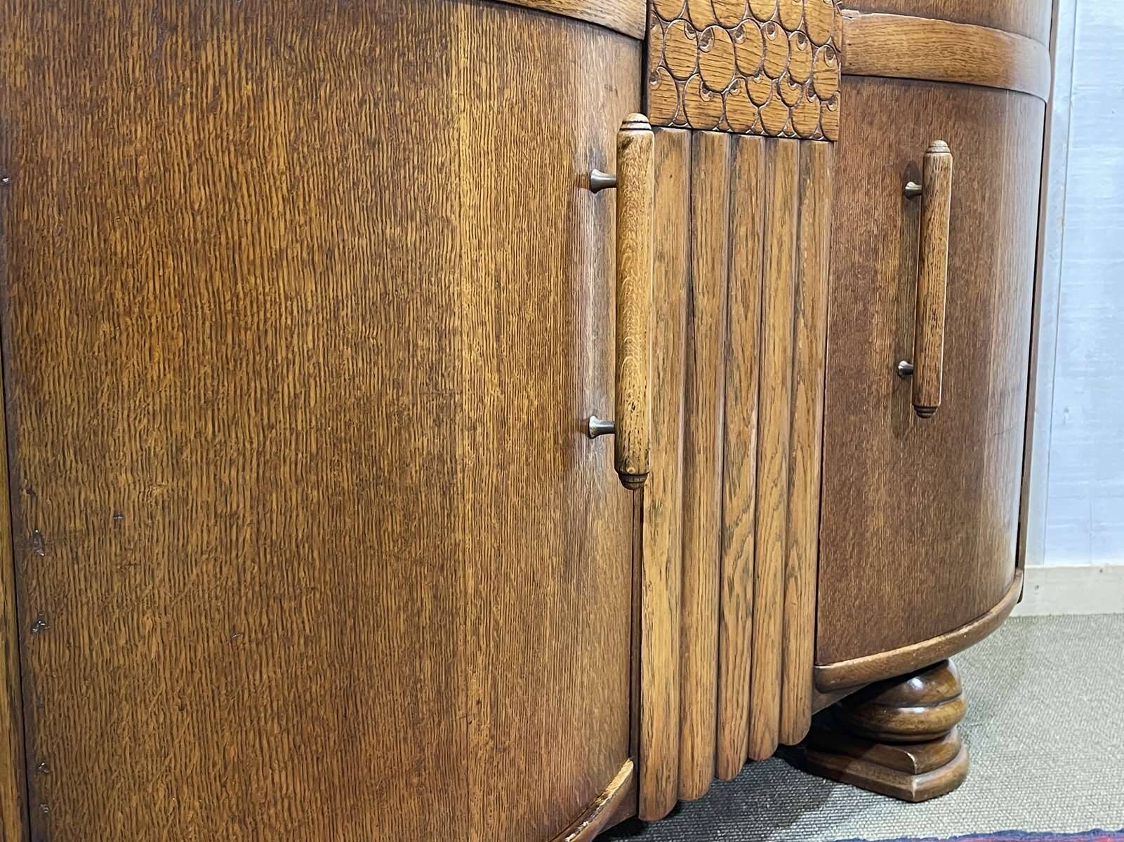 1950s English Art Deco oak sideboard