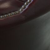 Red Cowhide Leather English Chesterfield Wingback Chair