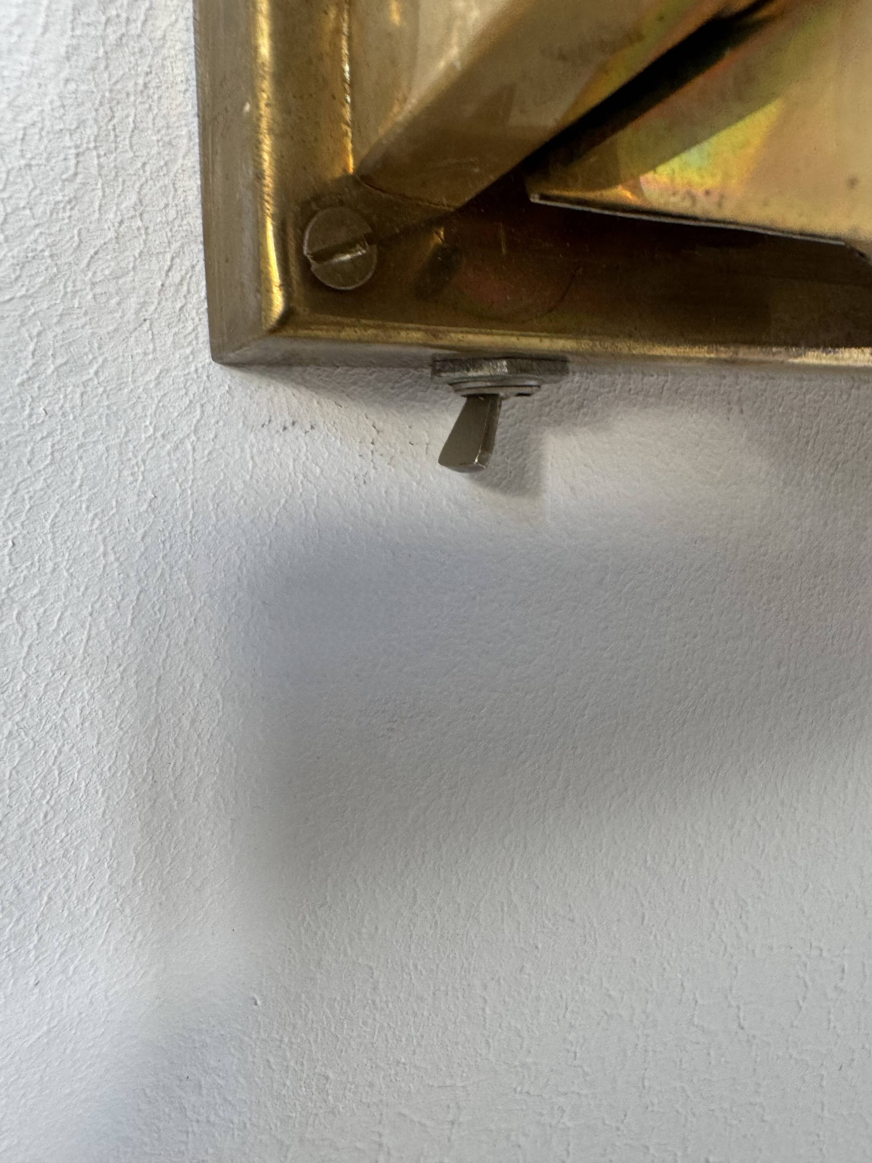 Paire d'appliques vintage moderniste laiton patiné, France, 1960