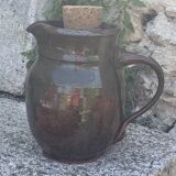 Pitcher, carafe, refreshing jug, ice cube jug, in brown glazed stoneware,