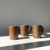 Set of 3 mugs/cups in pyrite sandstone