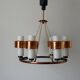 Large ceiling light with 6 arms in copper metal and glass, 1960s, Germany