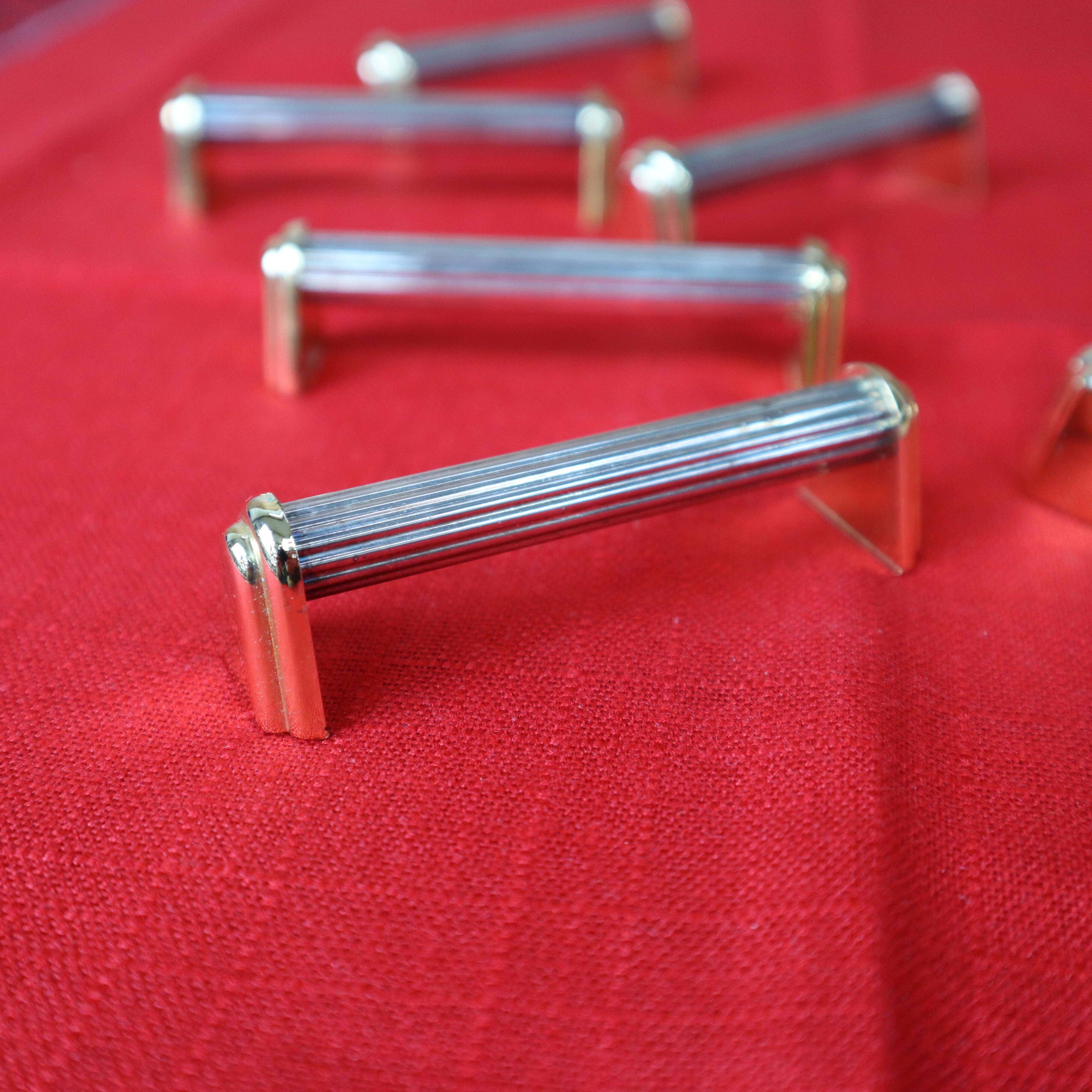 Set of 6 silver and gold metal knife holders