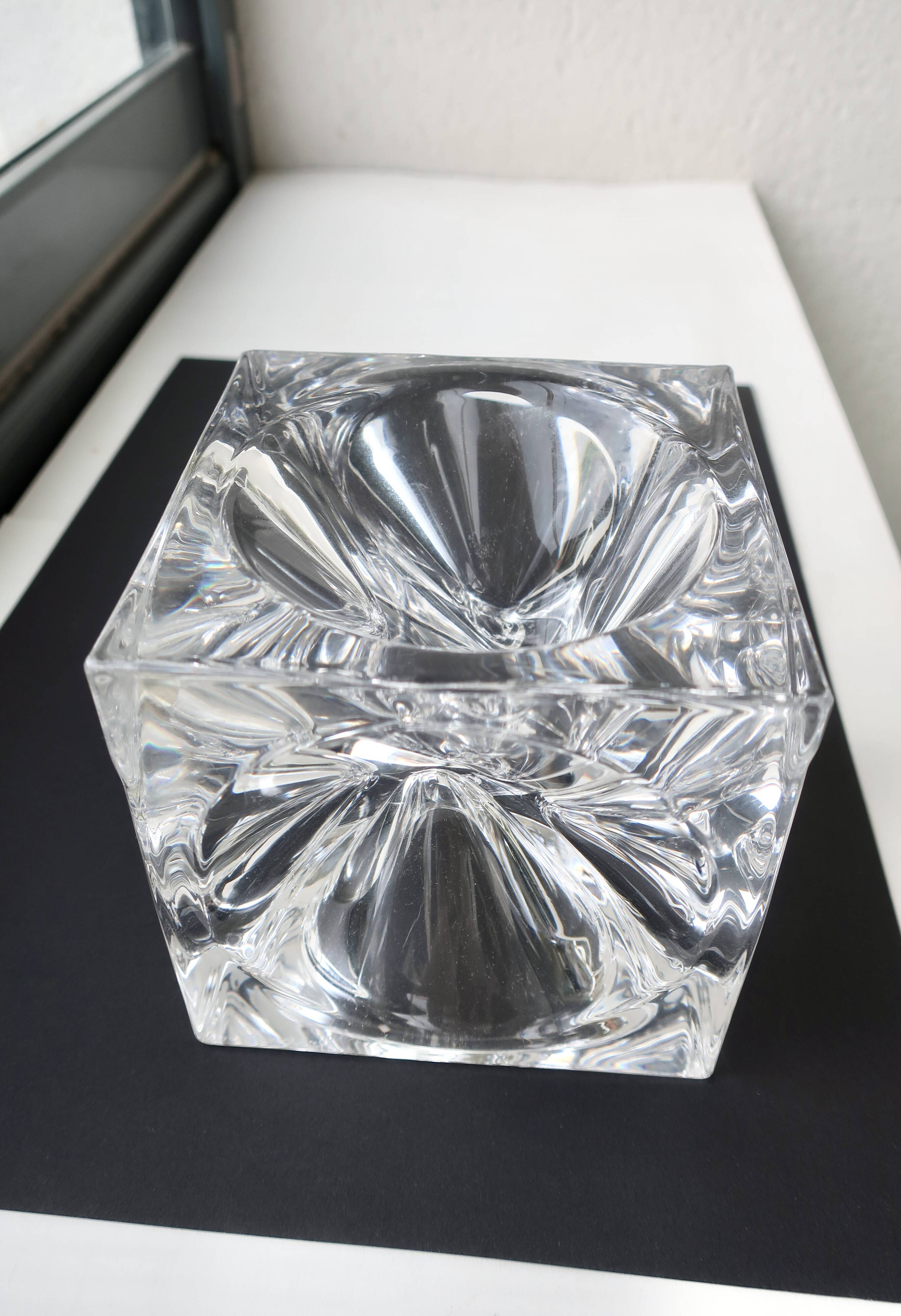 Daum france, rare cendrier cube "roc22", vers 1975, tbe