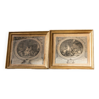 Pair of 18th century engravings, Nicolas Delaunay