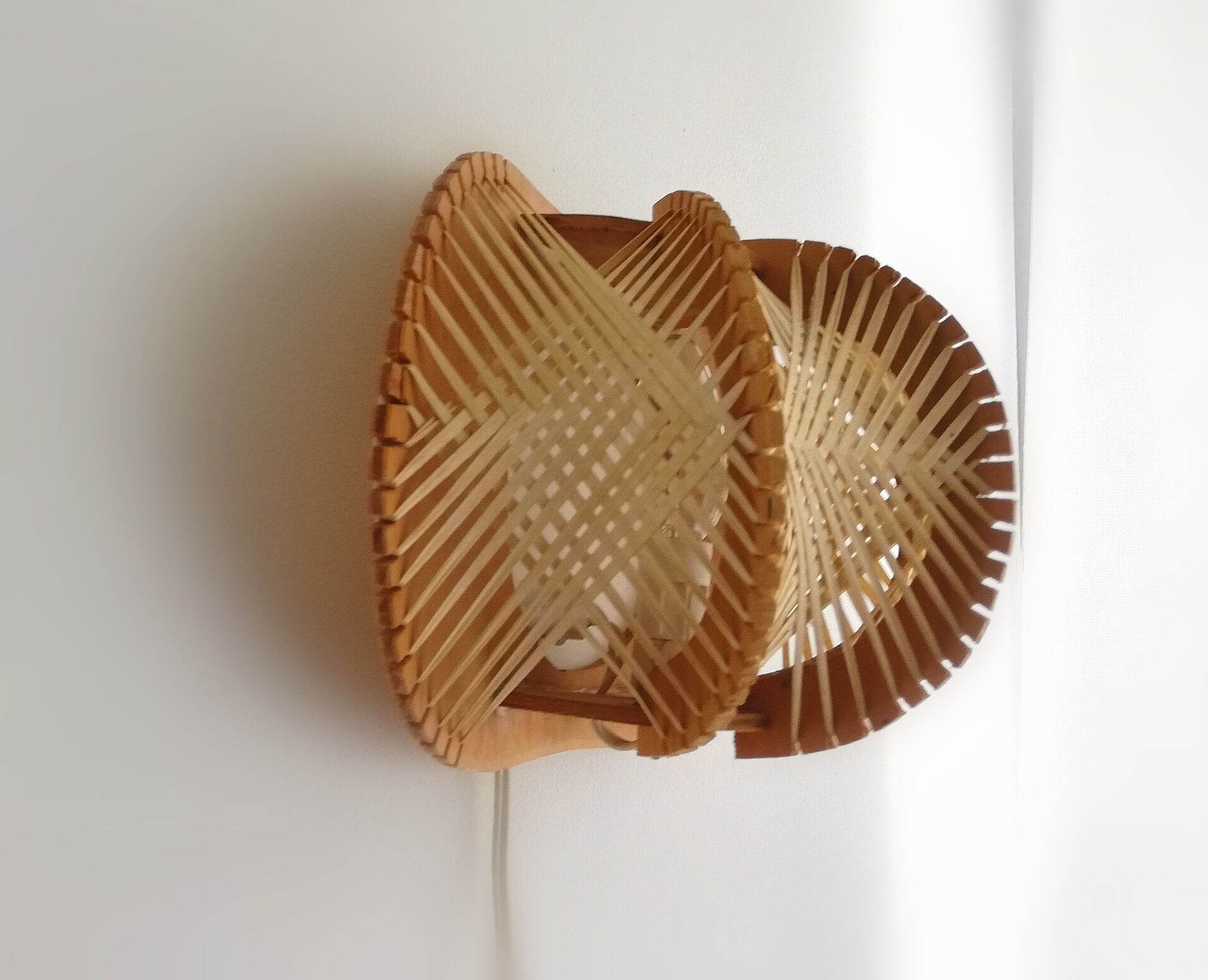 1960s wooden wall light sconce