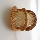 1960s wooden wall light sconce