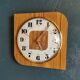 Vintage formica clock square silent wall pendulum "Jaz white wood"