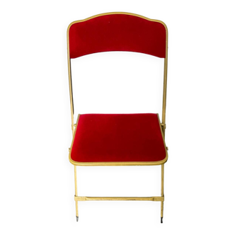 Vintage Chaisor Folding Chair Gold/Red Velvet