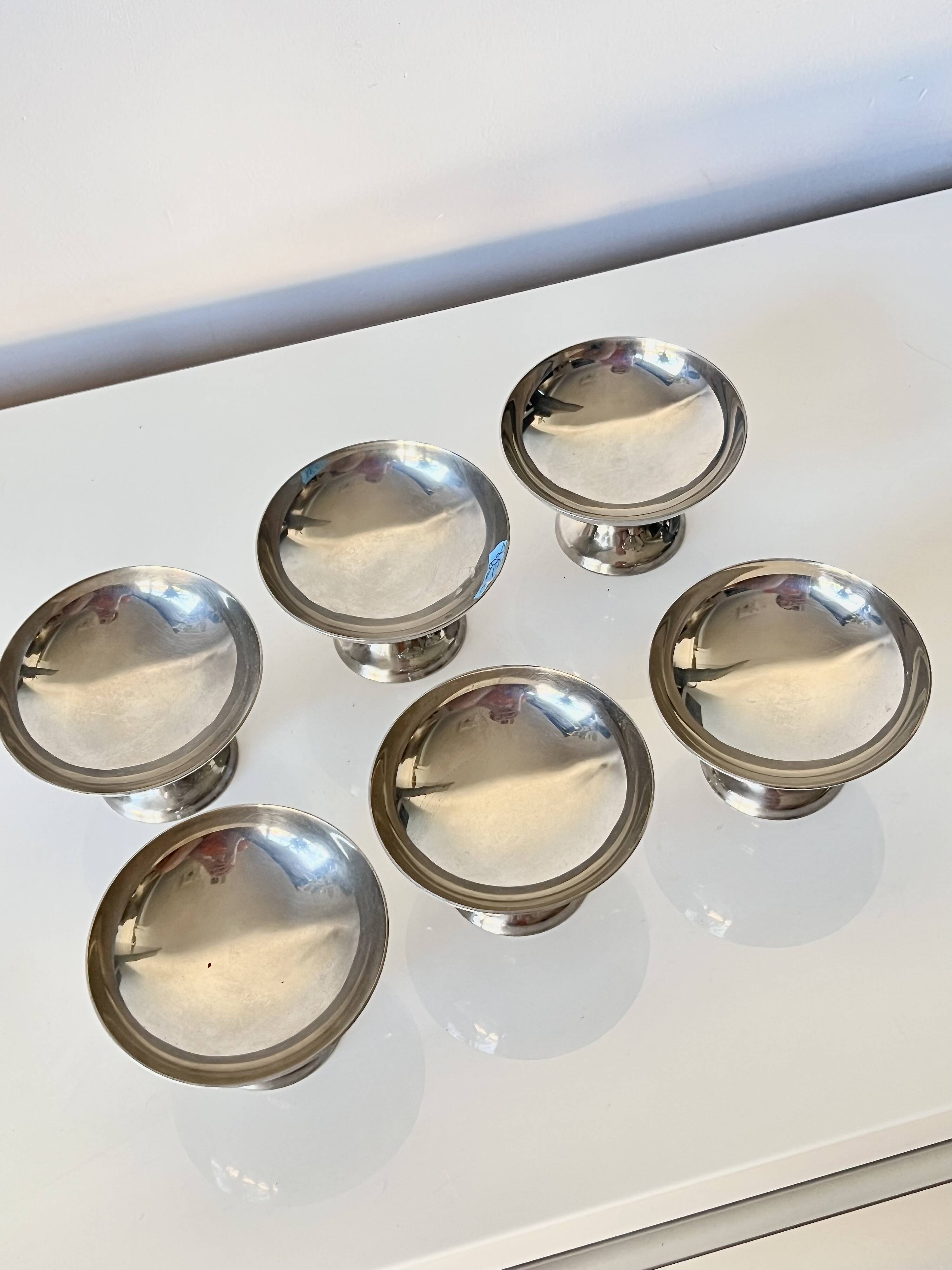Set of 6 vintage Guy Degrenne stainless steel ice cream or sorbet cups