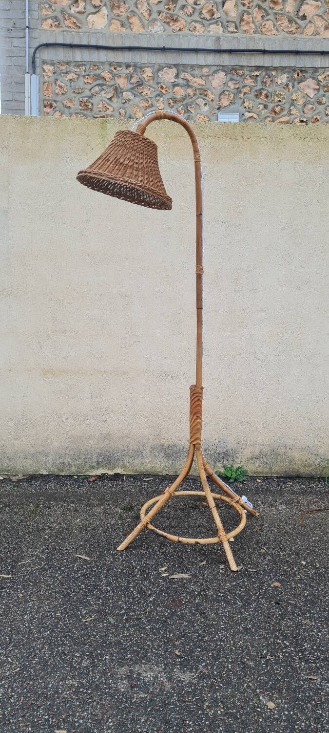 Vintage rattan floor lamp