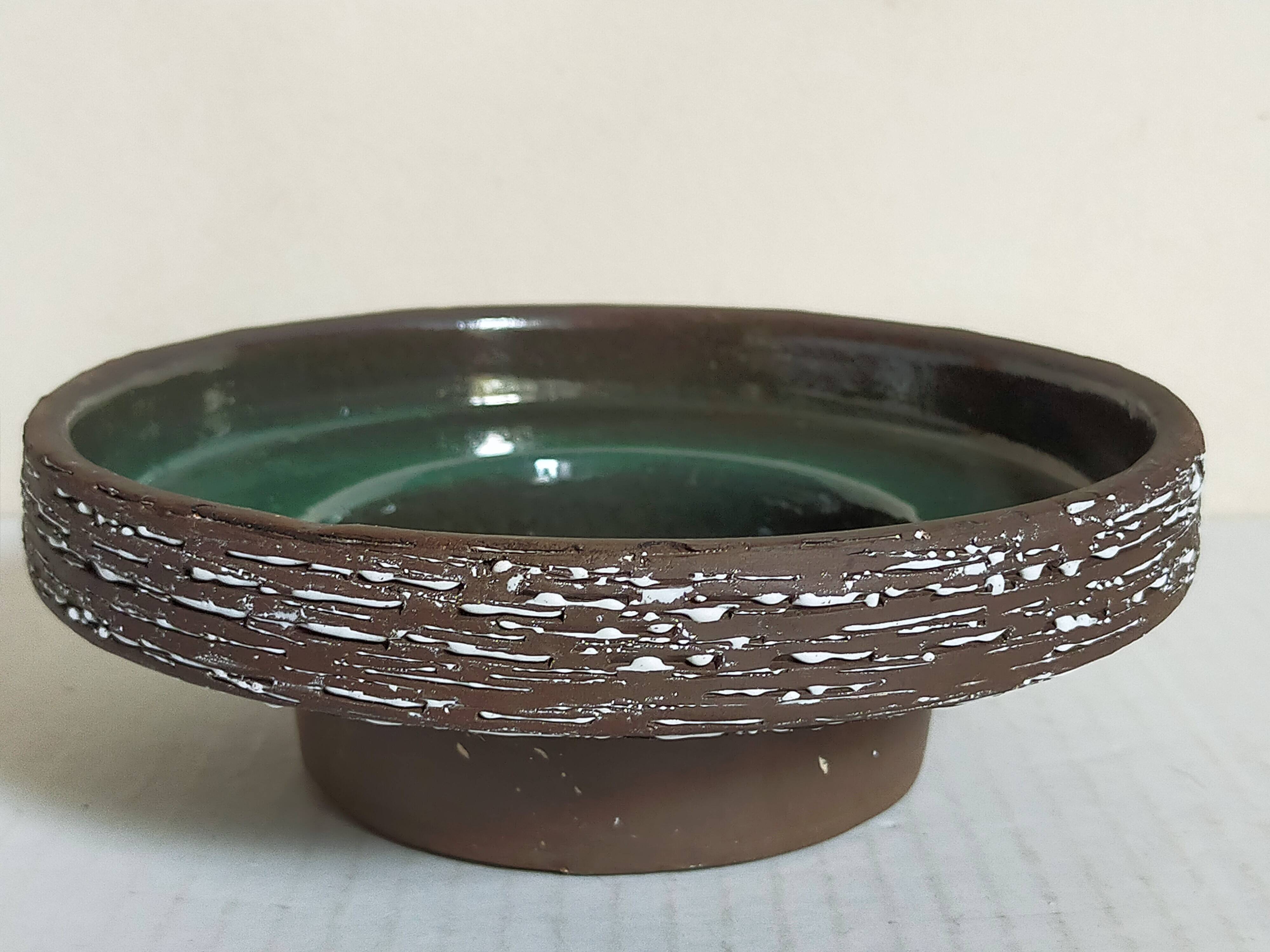 Vase-coupe à Ikebana en céramique années 50