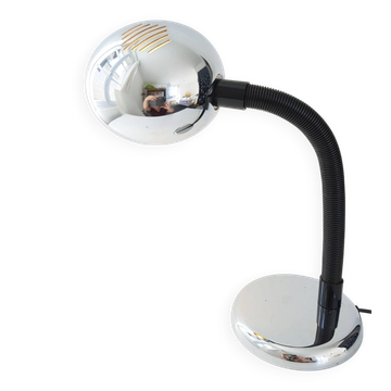 Lampe de table pastille en chrome 1970 vintage space age pop 70s annees 70
