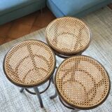 Lot of 3 bistro stools in cannage
