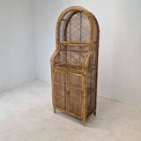 Italian bamboo and rattan credenza or bookcase, 1970s