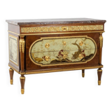 Empire style chest of drawers in lacquer, bronze and marble. Nineteenth century.