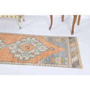 Vintage Turkish Hand-Knotted Wool Cotton Orange Runner Rug 69x271