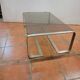 Coffee table with stainless steel base and smoked glass, from the 70s