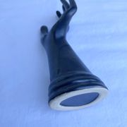 Single flower holder in shiny black ceramic, Vallauri spirit.