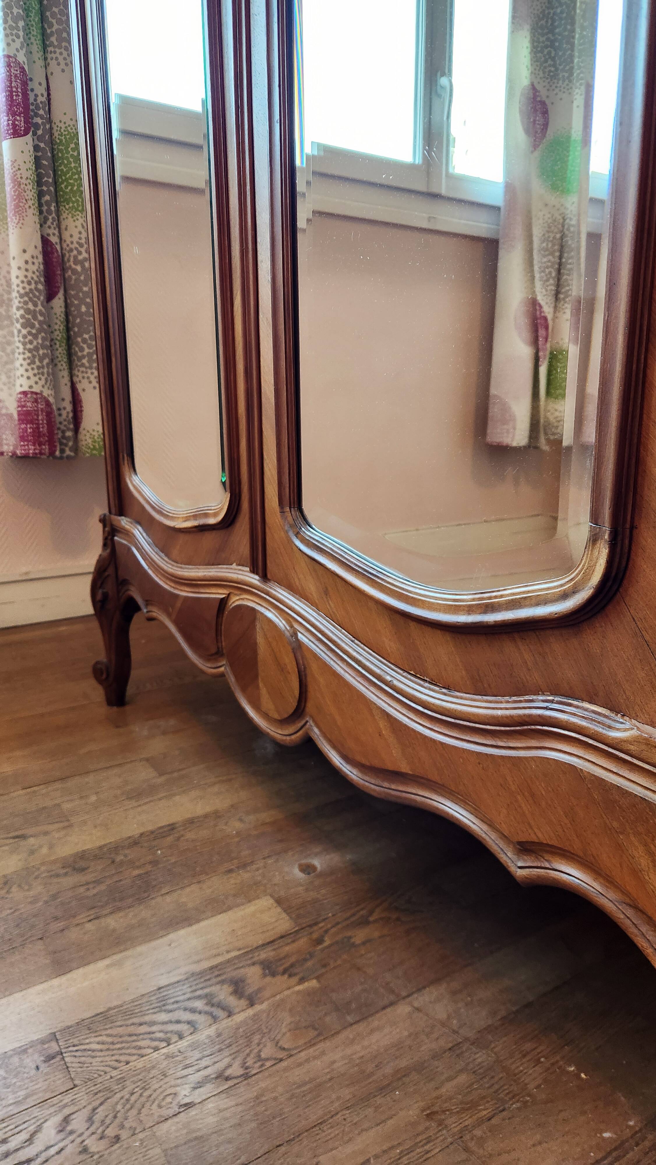 Antique carved wooden Louis XV wardrobe