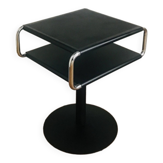 Black metal and chrome swivel table