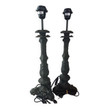 Pair of lamps forestier cast iron collection fil de fer