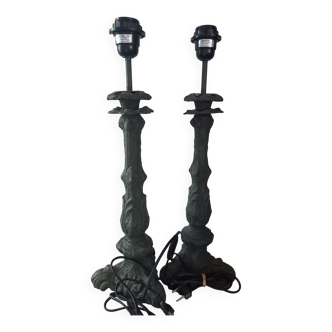 Paire de lampes forestier en fonte collection fil de fer