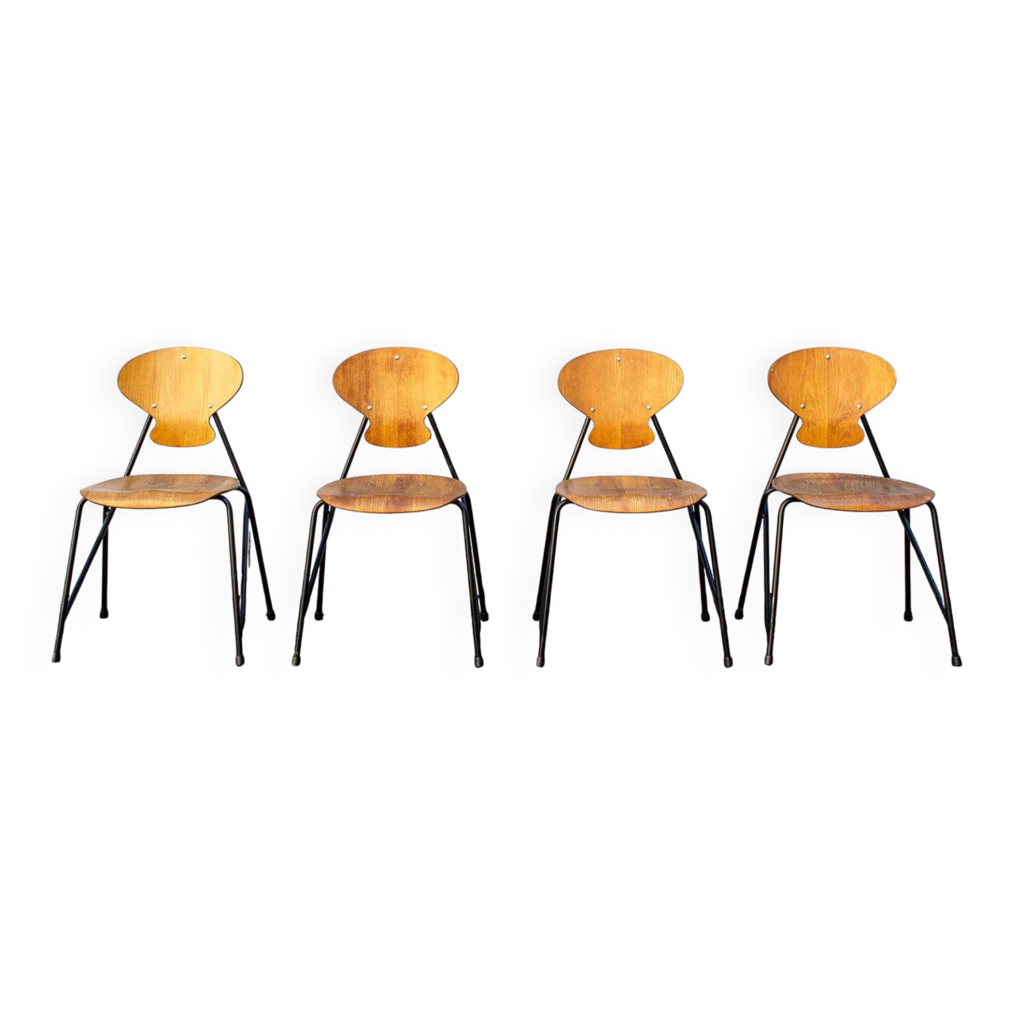 Chairs by Aurelio Villari for Isa Bergamo, 1950s, set of 4