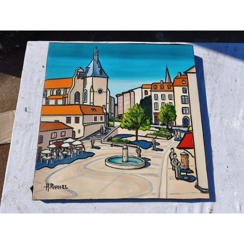 Oil on canvas by H. Rivoire "Bergerac"