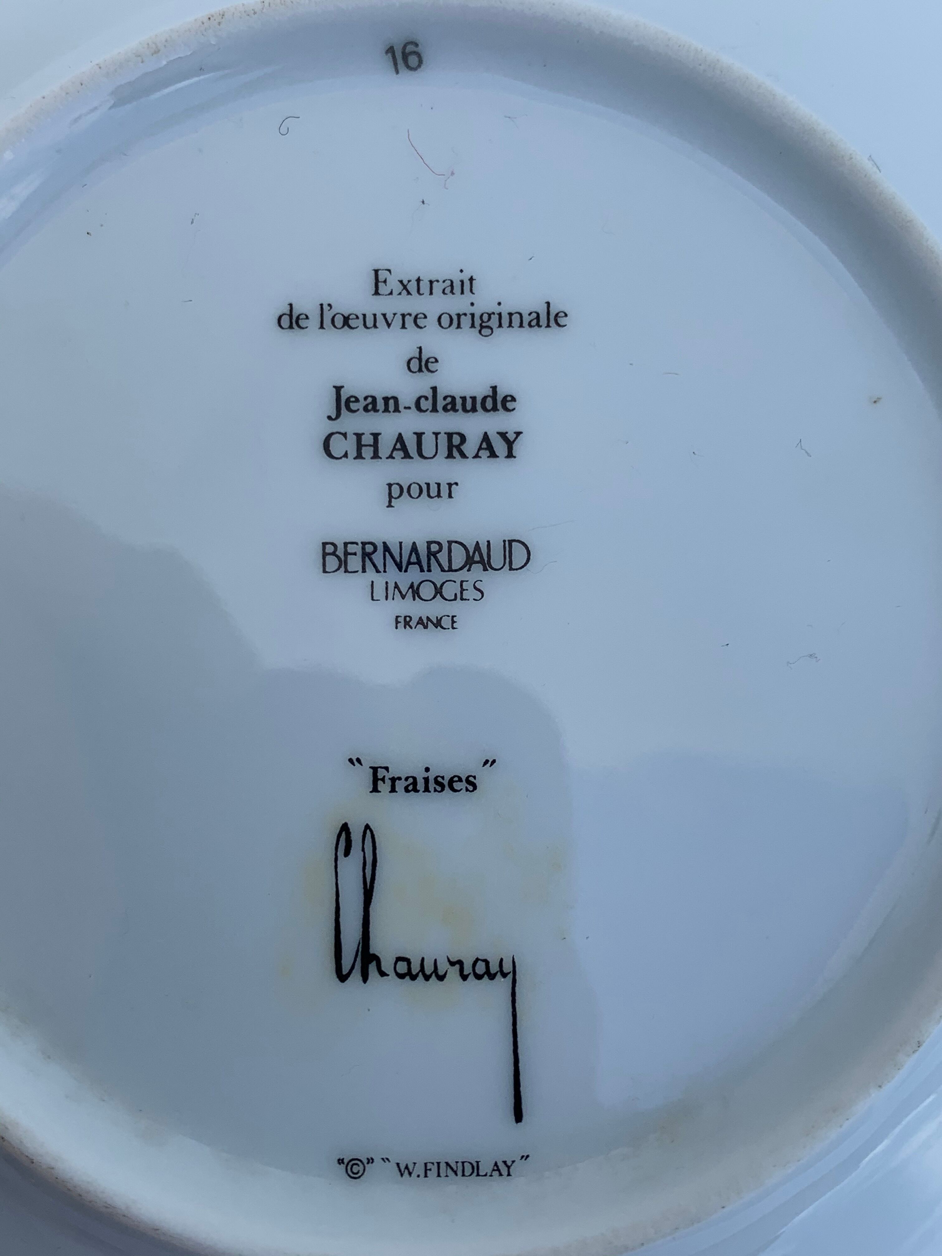 Jean-Claude Chauray strawberry plate for Bernardaud Limoges