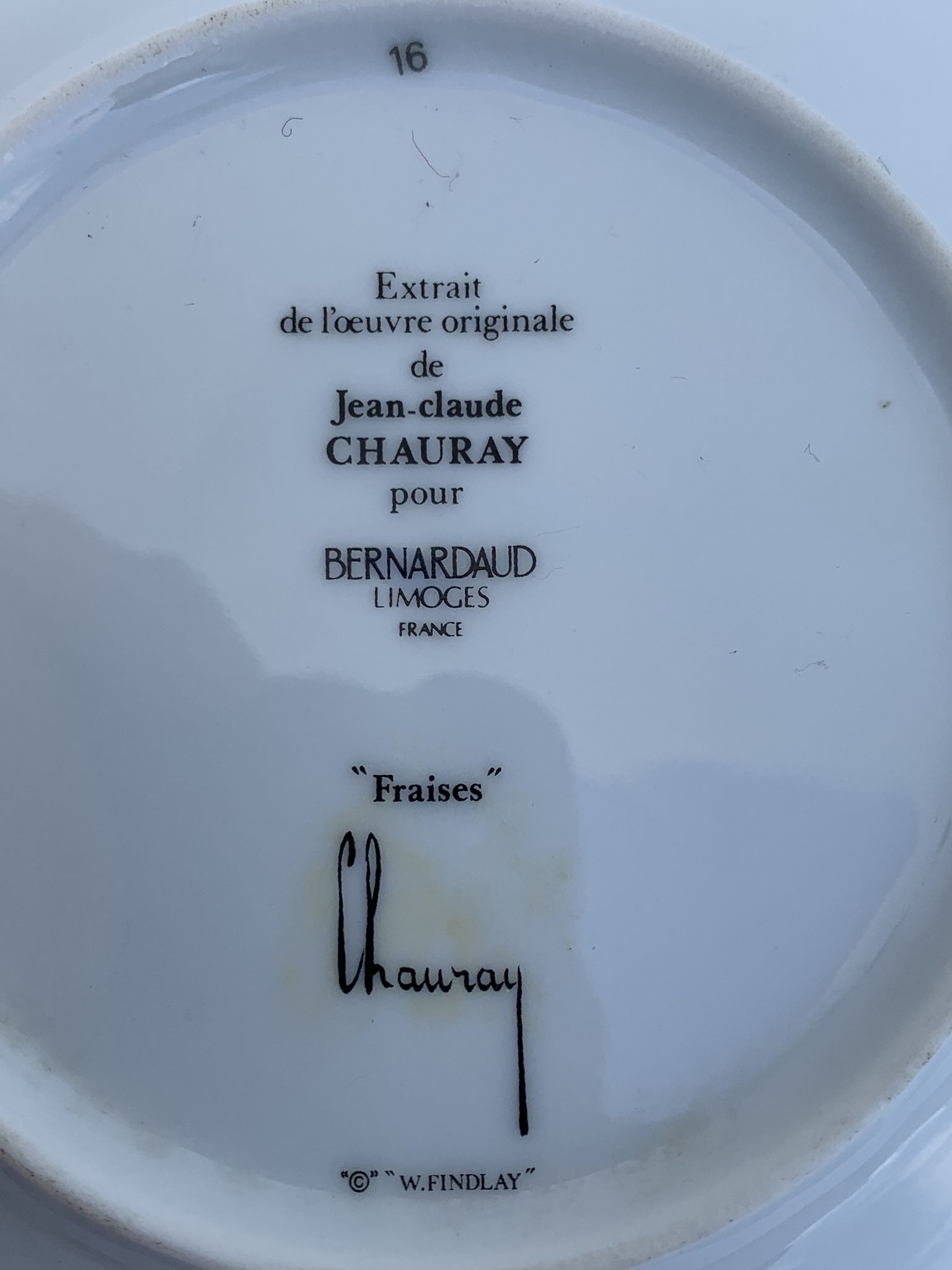 Jean-Claude Chauray strawberry plate for Bernardaud Limoges