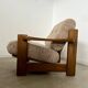 Lot of 2 solid elm armchairs, Maison Regain design, 70s vintage