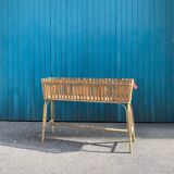 Large vintage bamboo and rattan planter