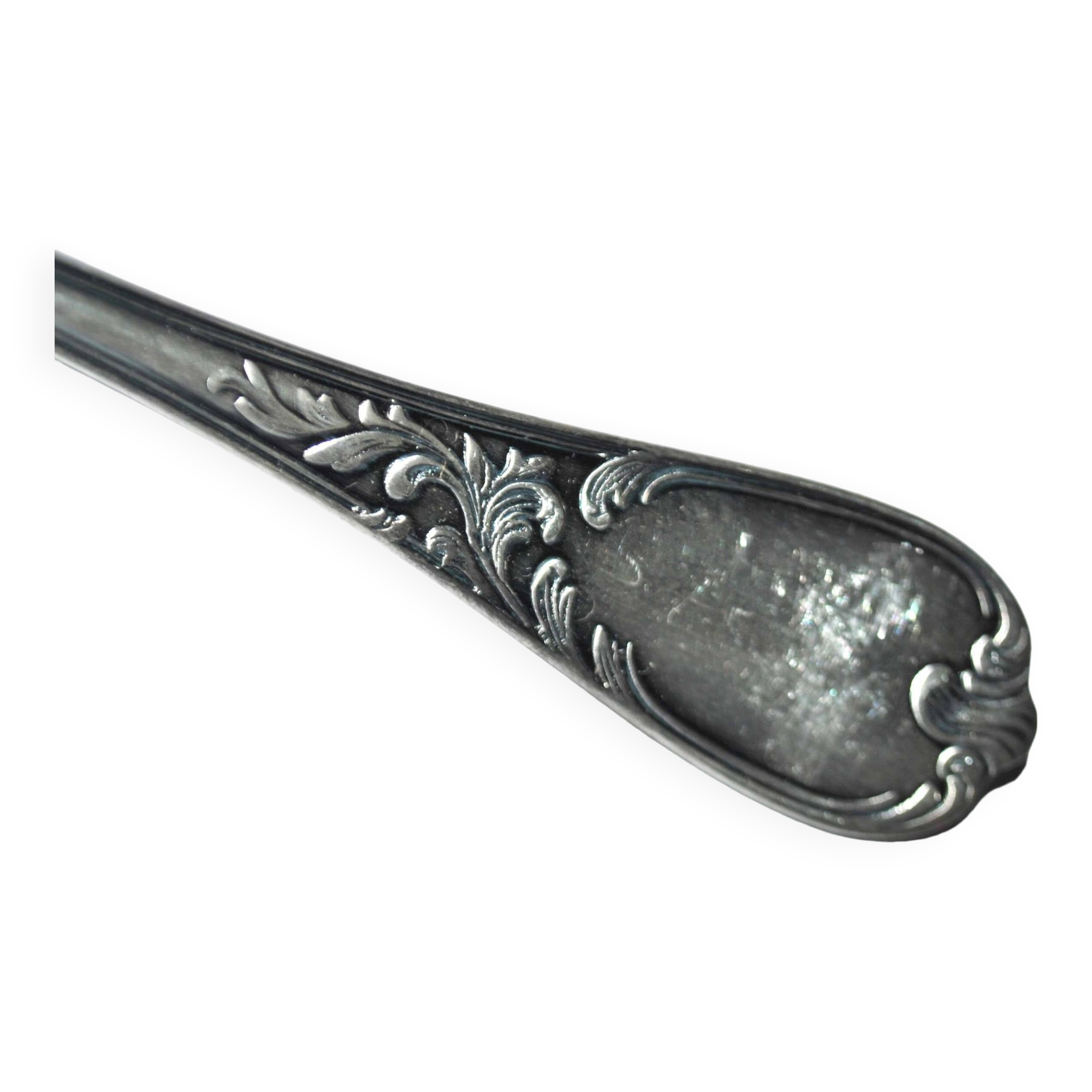 Set of 12 ercuis soup spoons in silver metal - marly rocaille decoration 20.5cm