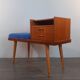 Bench Norwegian Phone Teak and blue fabric, Vintage Scandinavian 1970s