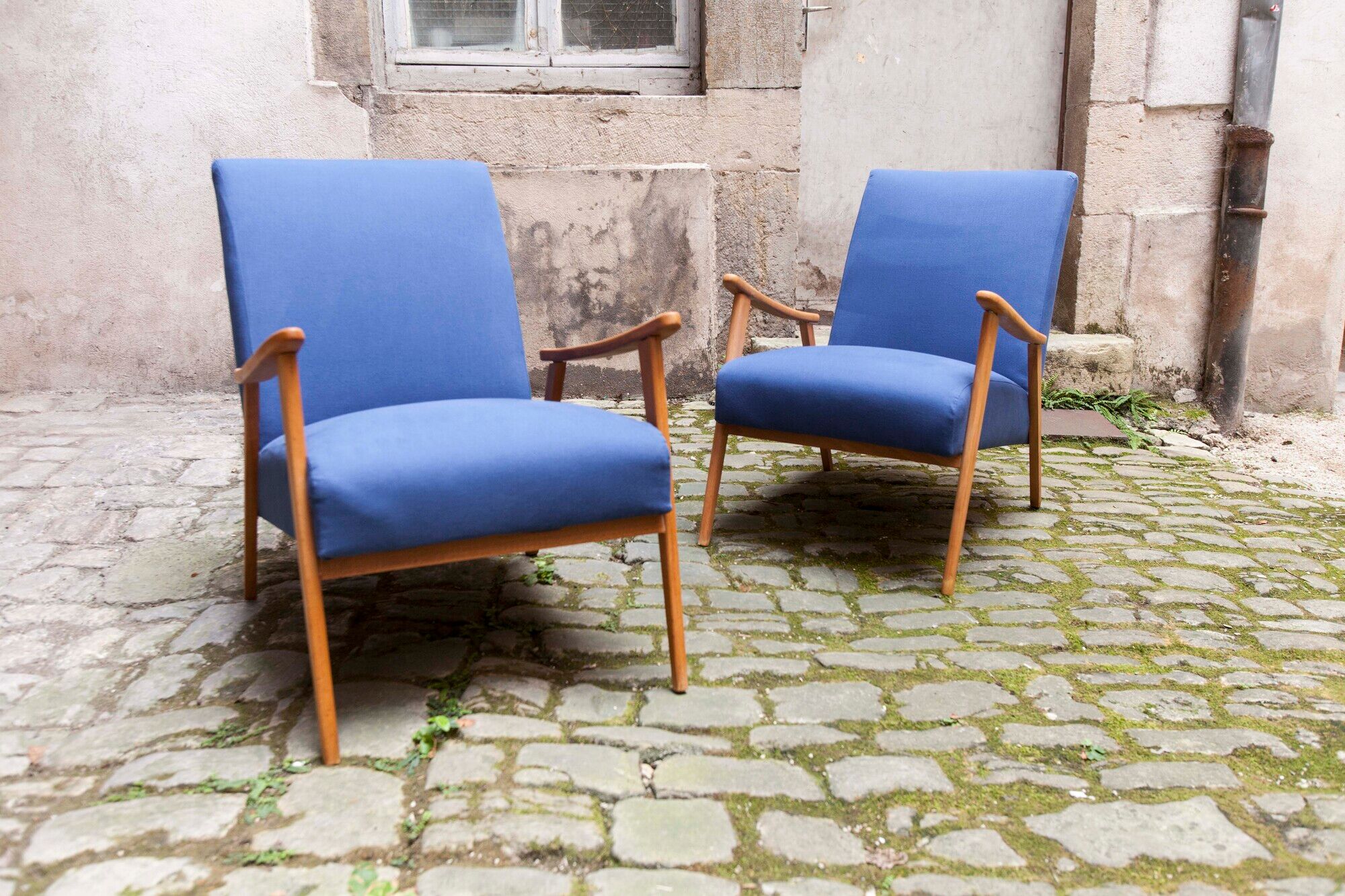Pair of Scandinavian armchairs from the 60s new fabrics and foam