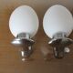 Wall lamps in chromed metal and opaline glass