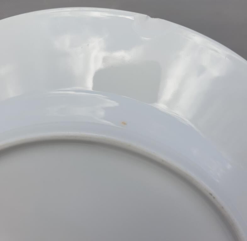 Set 12 plates checkered earthenware blue Lustucru diam25