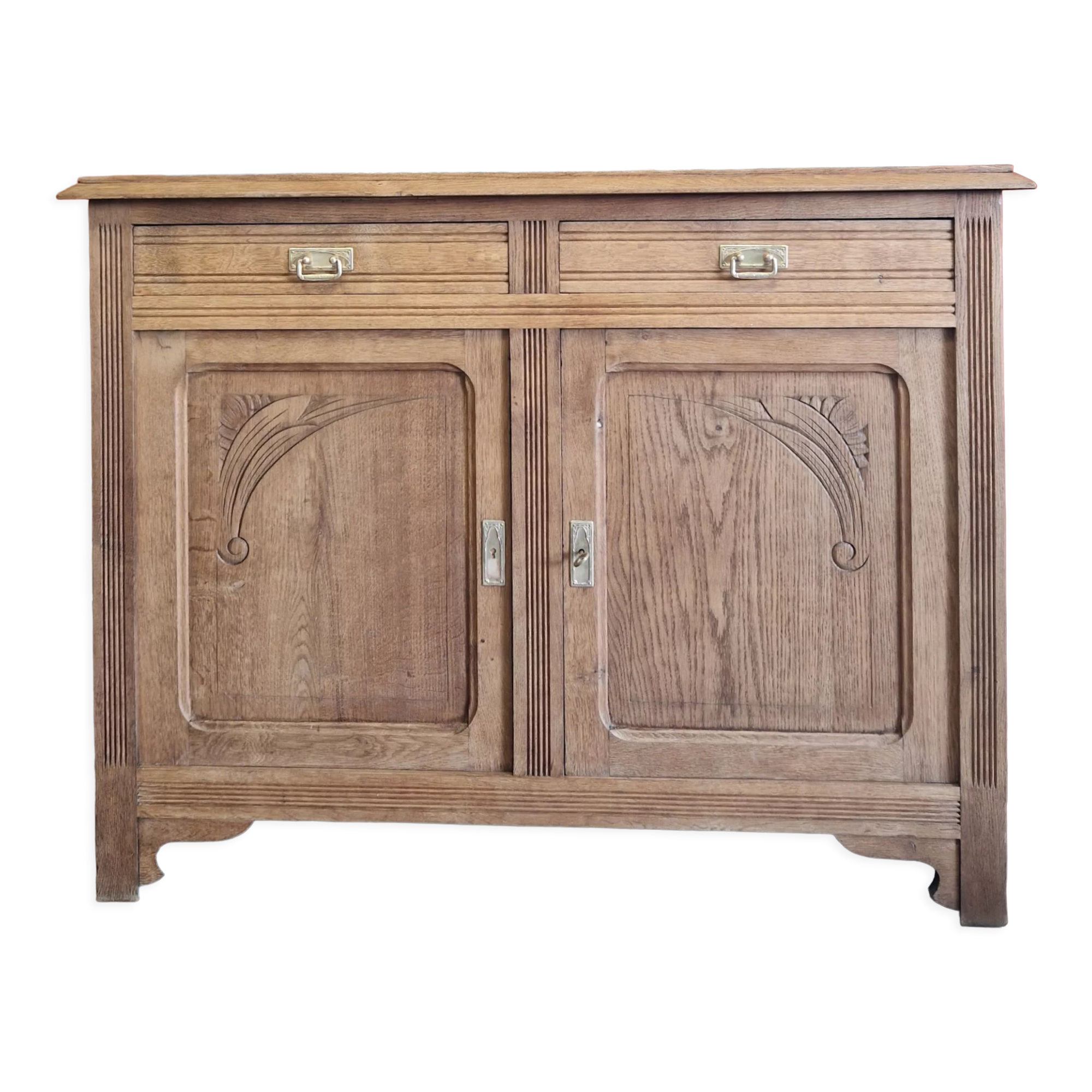 Sideboard two doors two drawers in renovated oak art deco style